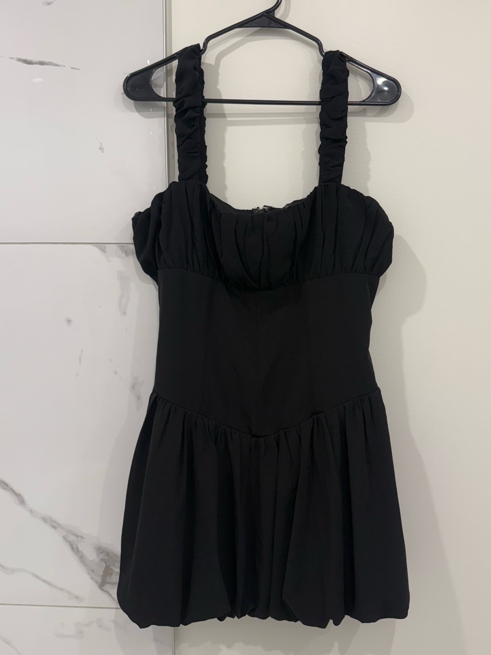 Black Ruffled Strap Kids One-Piece